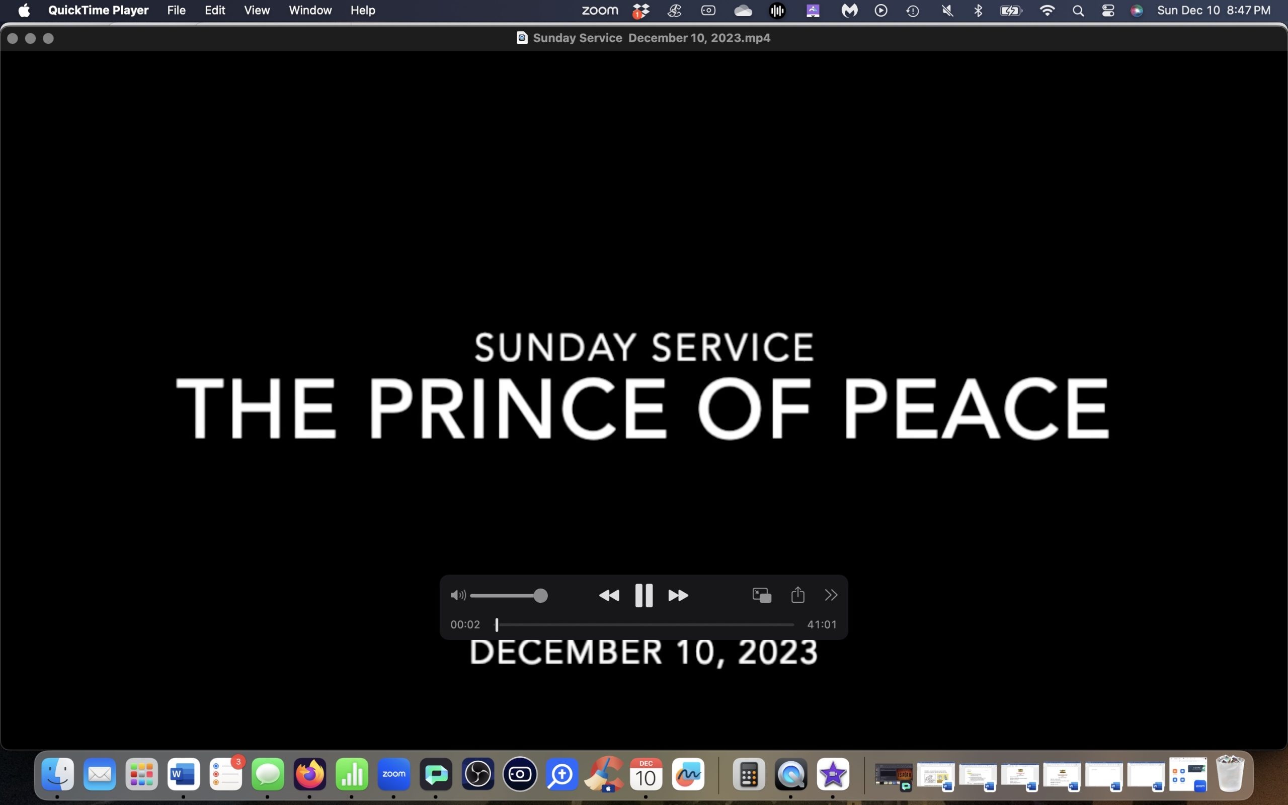 Sunday Service – December 10, 2023 – The Prince of Peace